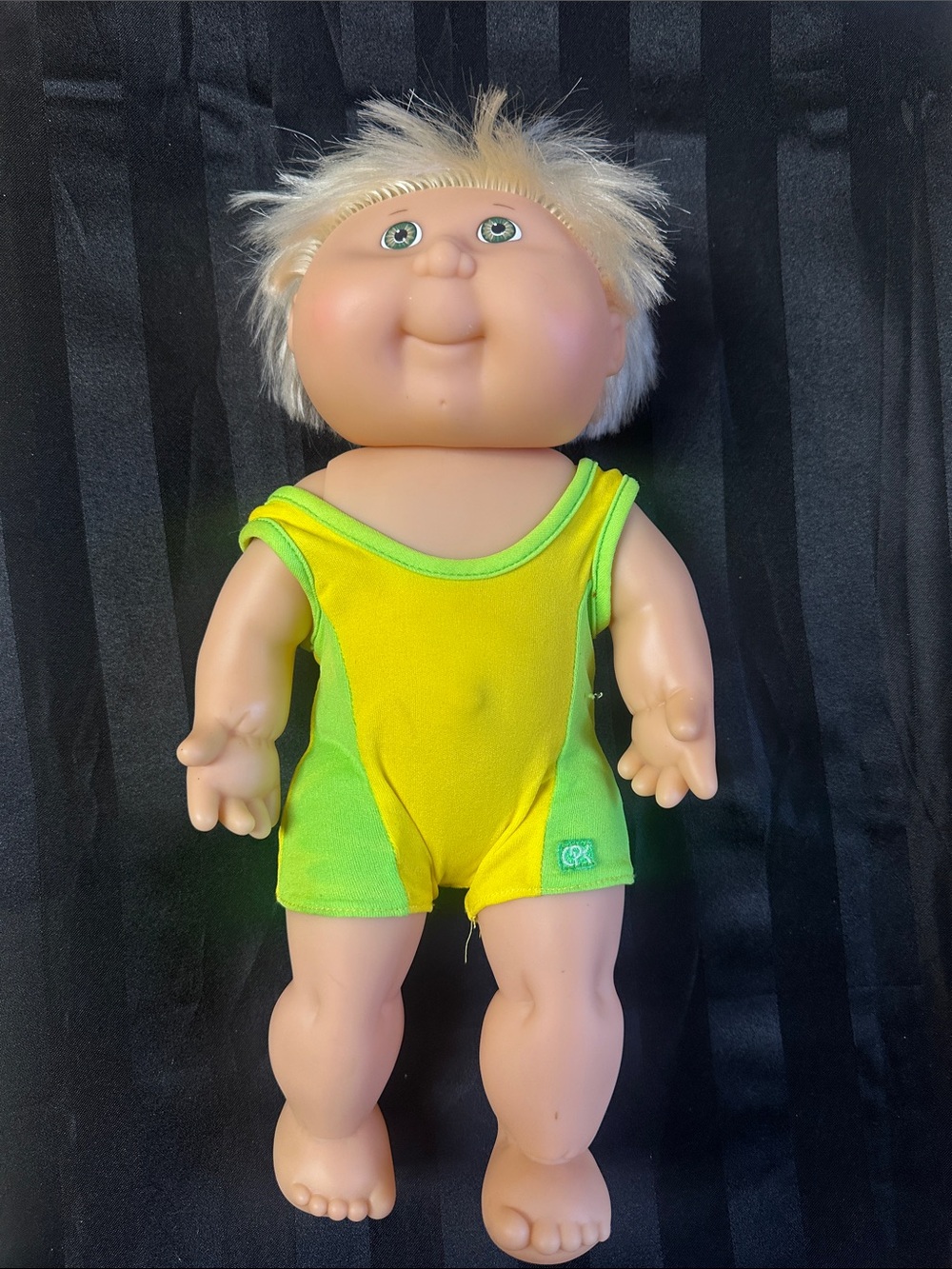 Plush Vinyl Play Doll in Yellow & Lime Green Romper